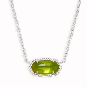BRAND NEW Kendra Scott Elisa Pendant Necklace in Silver w/ Peridot Illusion
